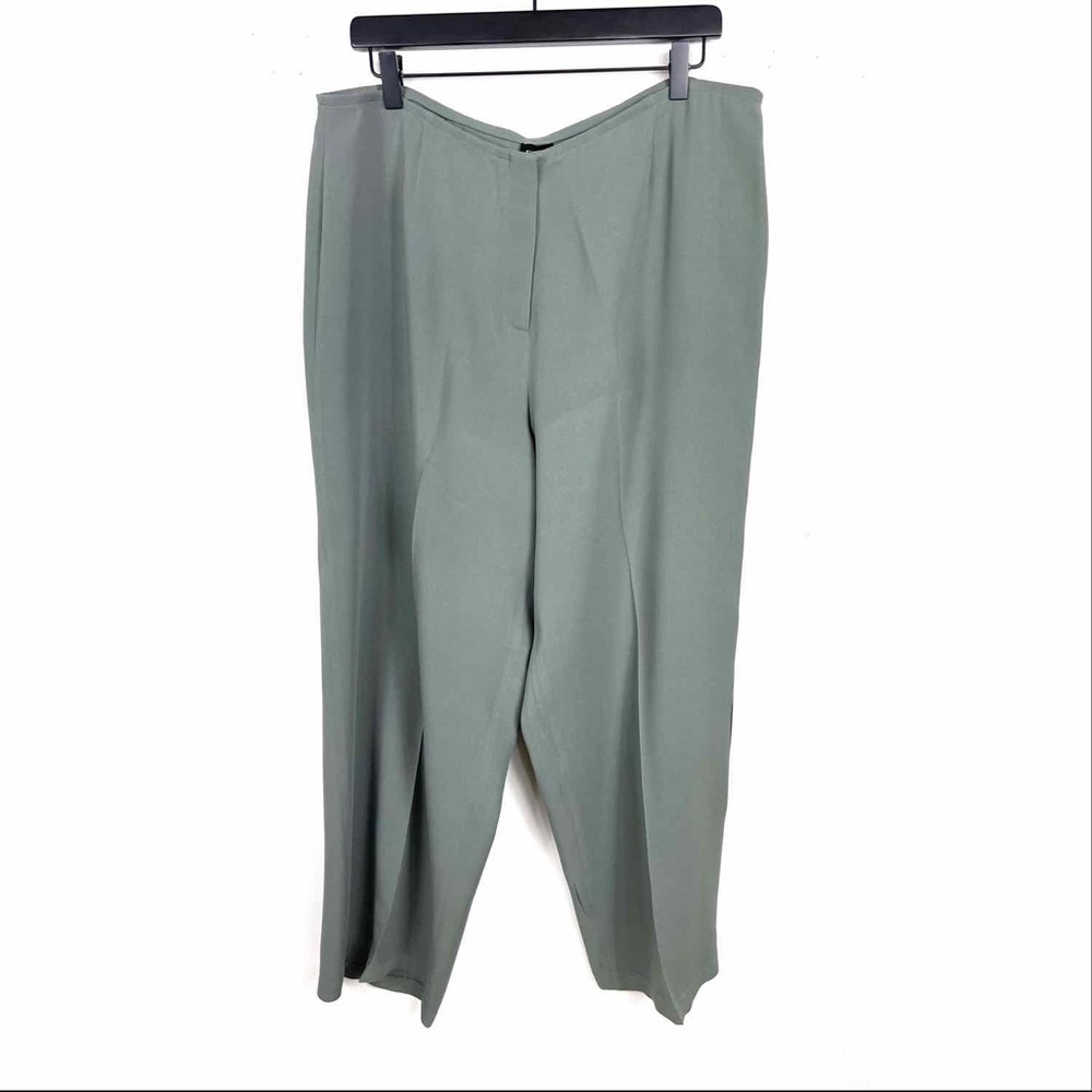❗️Eileen Fisher Womens Pants Cropped Olive Green Extra Large XL Silk Blend